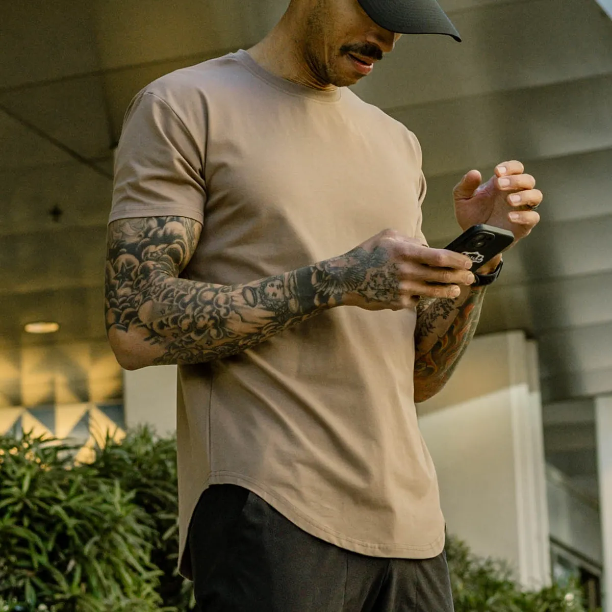 021 ESSENTIAL DROP-CUT T-SHIRT - ASH