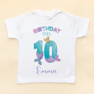 10th Birthday Cute Mermaid Personalised Kids T Shirt