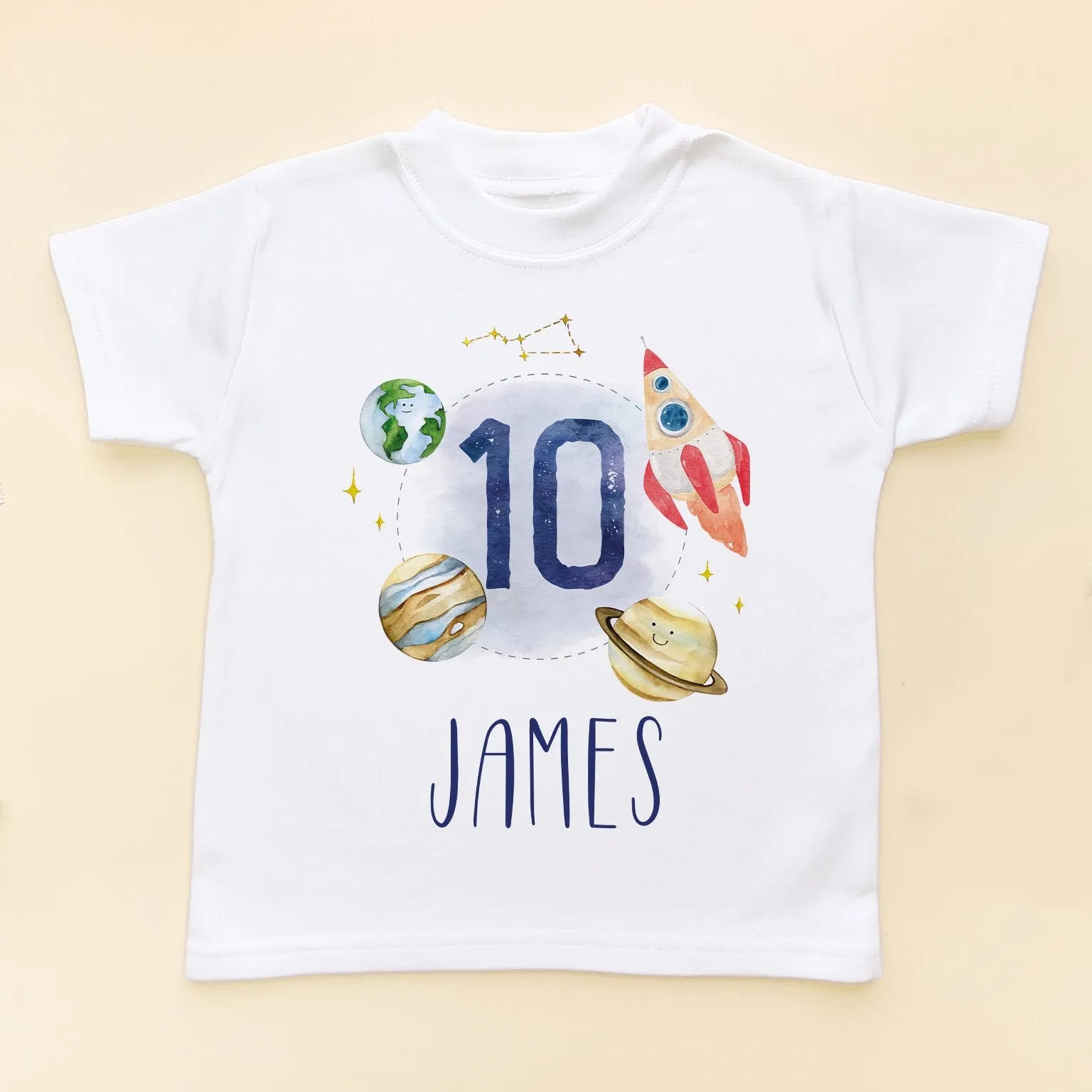10th Birthday Galaxy Space Personalised Kids T Shirt