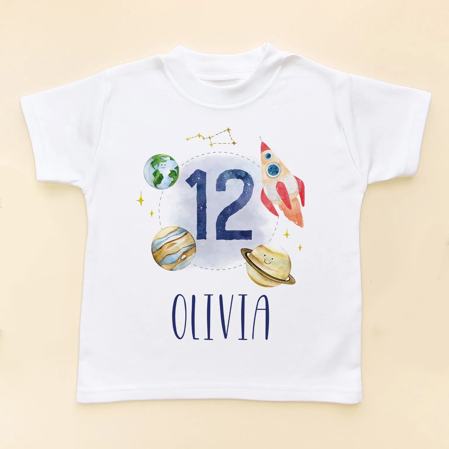 12th Birthday Galaxy Space Personalised Kids T Shirt