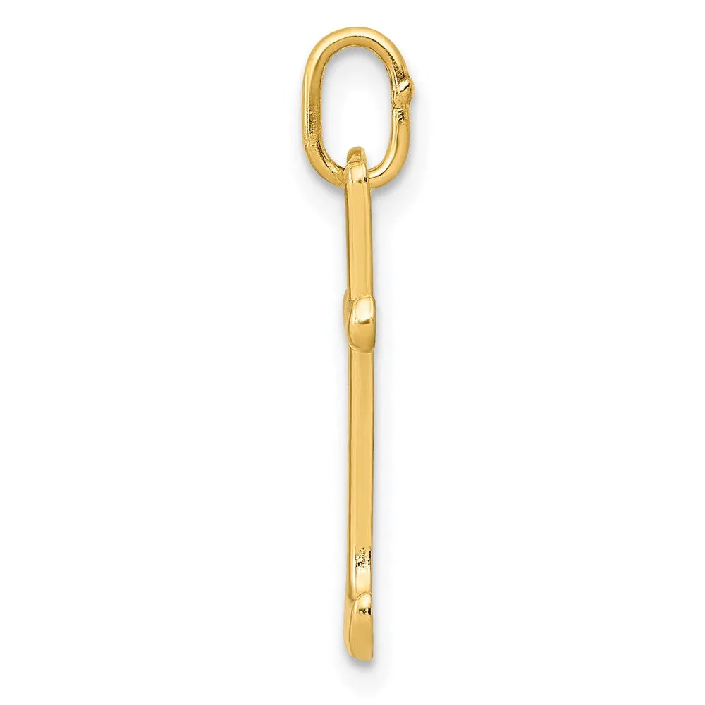 14k Yellow Gold Letter T Initial Charm