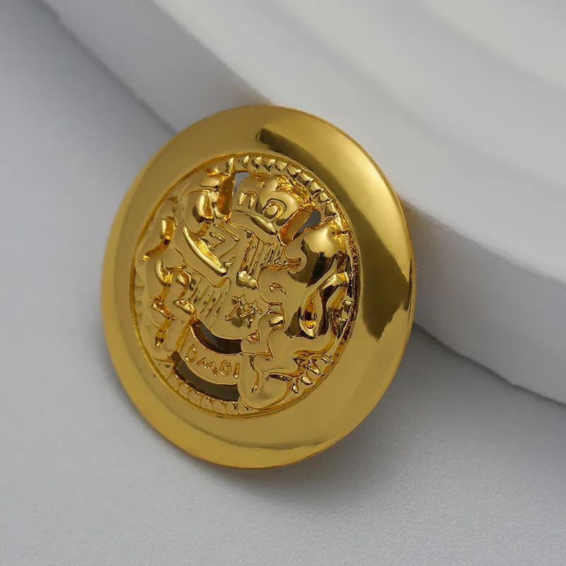 15-20mm Double Lion Hollowed Vintage Gold Metal Button 10pcs