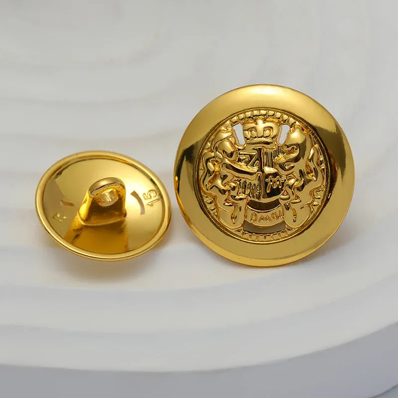 15-20mm Double Lion Hollowed Vintage Gold Metal Button 10pcs