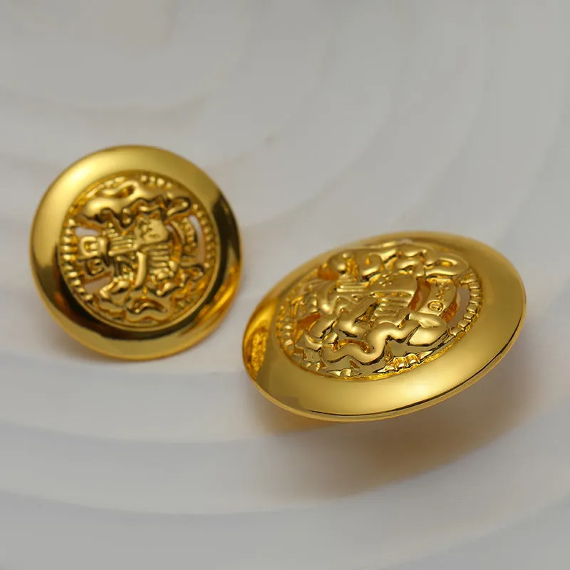 15-20mm Double Lion Hollowed Vintage Gold Metal Button 10pcs