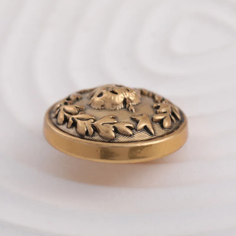 15-23mm British Antique Gold Crown and Laurel Leaf Metal Button 10pcs