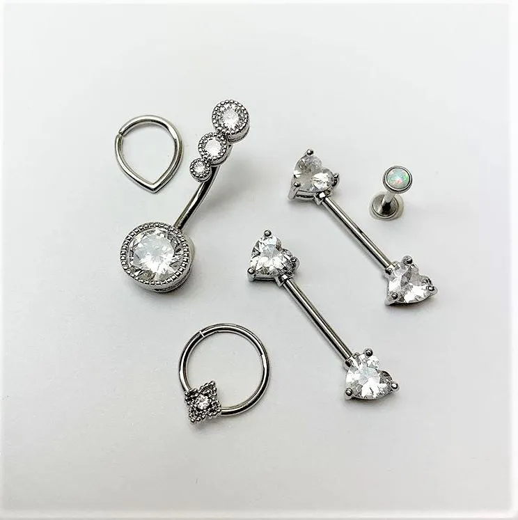 16 Gauge 3/8 Clear Gem Textured Cross Septum Clicker