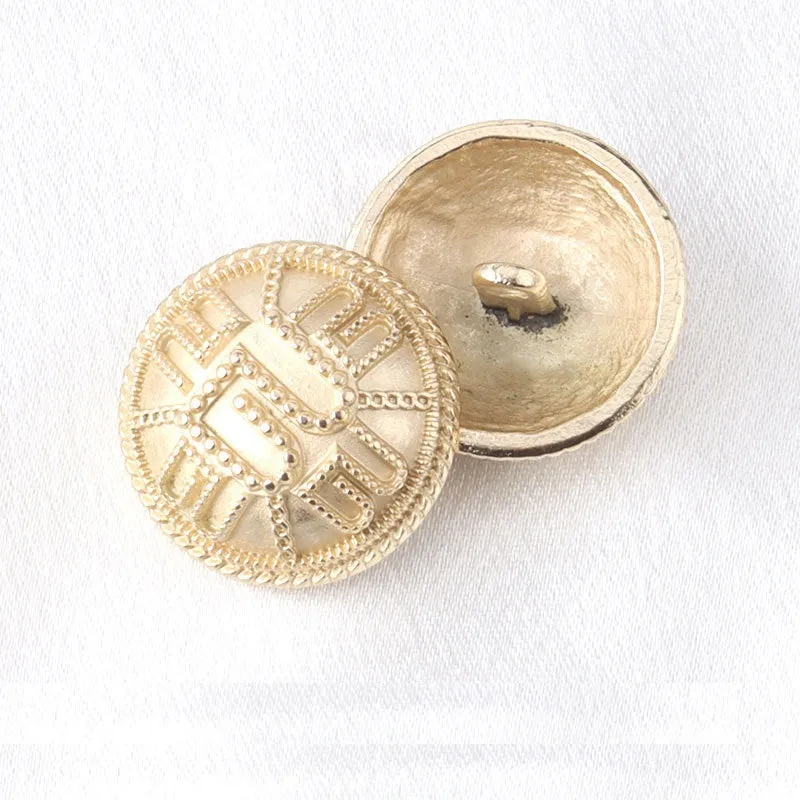 18/23mm Geometric Pattern Vintage Gold & Silver Alloy Buttons with Shanks 3pcs