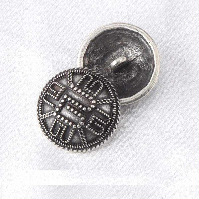 18/23mm Geometric Pattern Vintage Gold & Silver Alloy Buttons with Shanks 3pcs