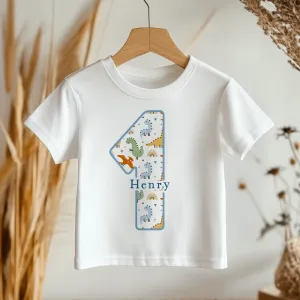 1st Birthday Dinosaur Pattern Personalised Toddler & Kids T Shirt