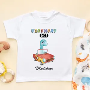 2nd Birthday Racing Dino Personalised T Shirt