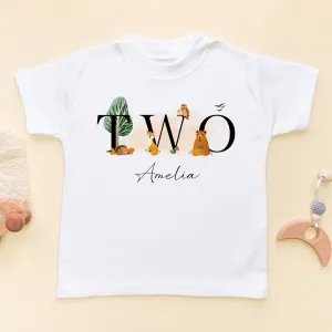 2nd Birthday Woodland Animals Personalised T Shirt