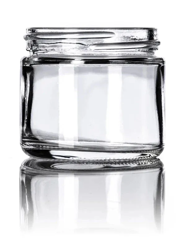 2oz Clear Glass Straight-Sided Jar - White Smooth or Black Smooth Lids - (Various Counts)