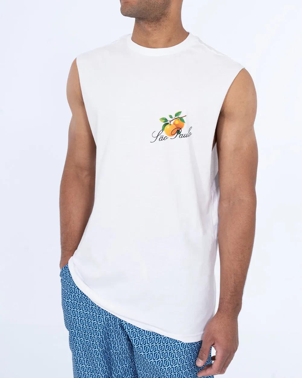 2t Reign Tall Drop Armhole Printed Tank Top (white)