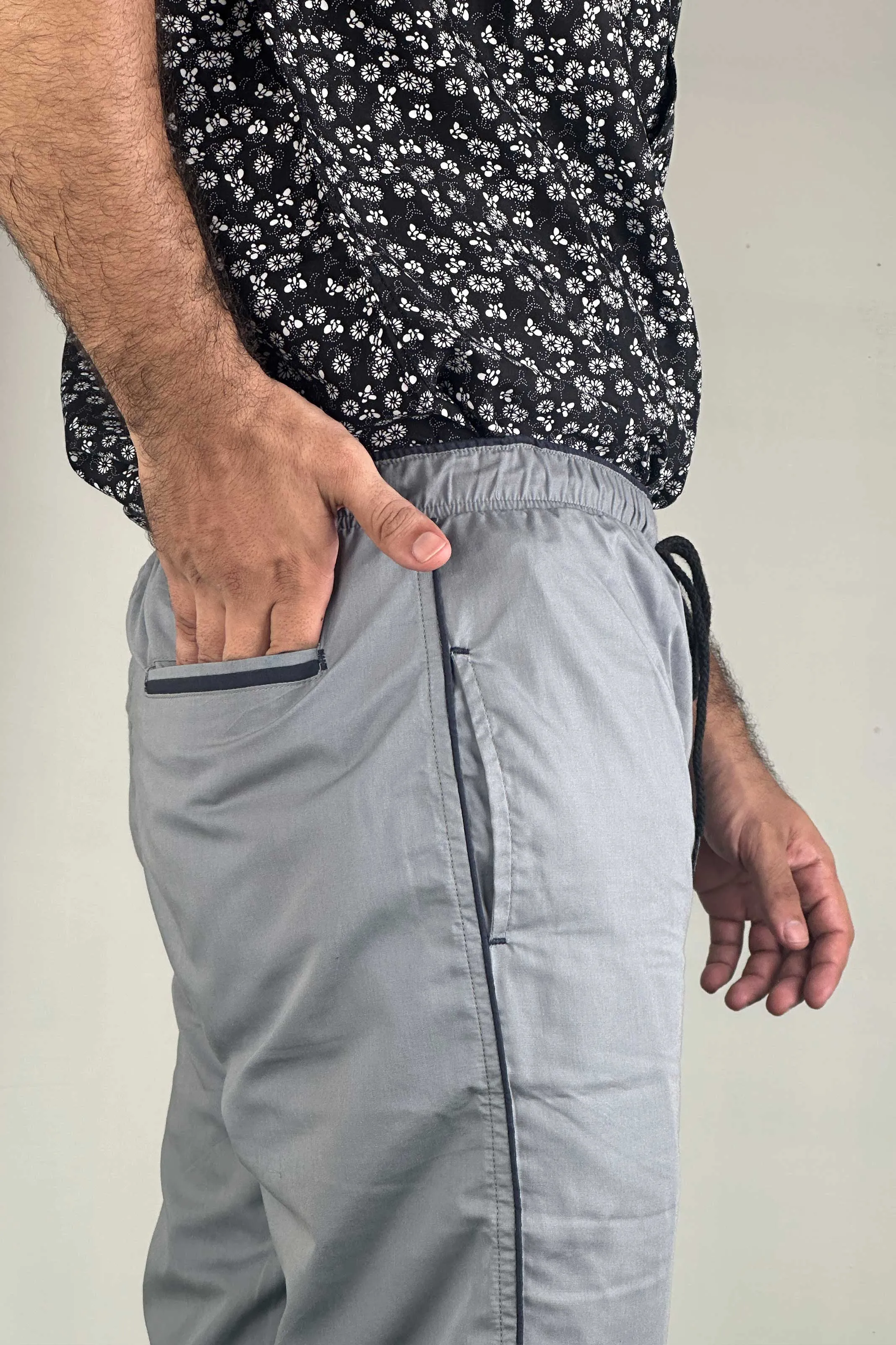 3 Quarter Grey Sophisticated Cotton Shorts - 0424057