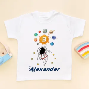 3rd Birthday Astronaut Solar System Personalised T Shirt