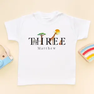 3rd Birthday Safari Animals Personalised T Shirt