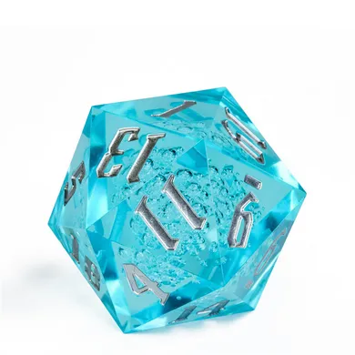 55mm Titan D20 - Sharp Edge Cyan Bubbles