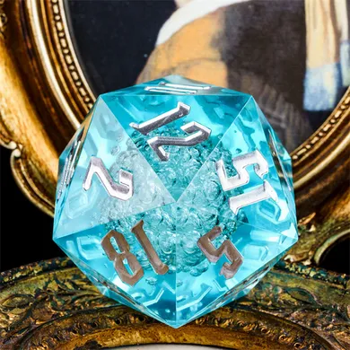 55mm Titan D20 - Sharp Edge Cyan Bubbles