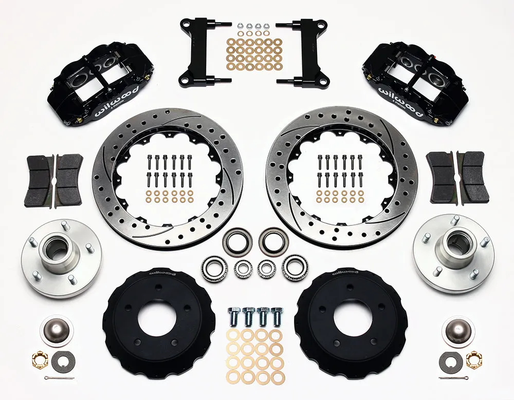 63-70 CHEVY C10 FULL DISC BRAKE KIT & RIDETECH SPINDLES,13" DRILLED,BLACK CALIP.