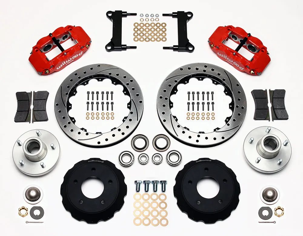 71-72 CHEVY C10 FULL DISC BRAKE KIT & RIDETECH SPINDLES,13"/12" DRILLED,RED CAL.