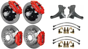71-72 CHEVY C10 FULL DISC BRAKE KIT & RIDETECH SPINDLES,13"/12" ROTORS,RED CALIP