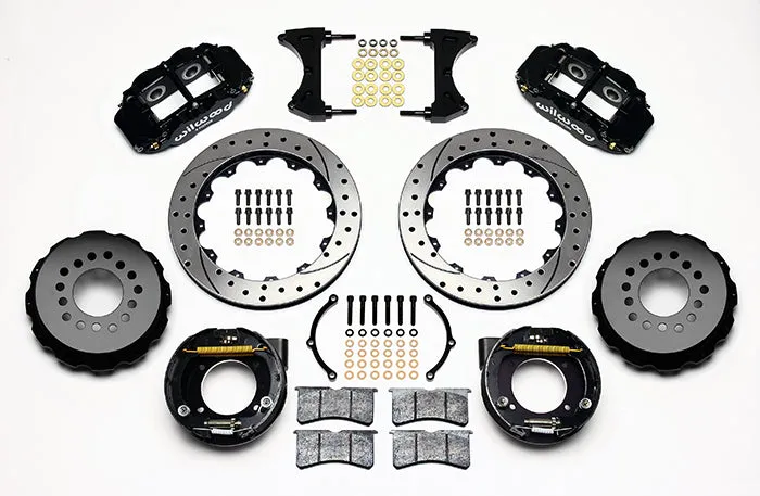 71-72 CHEVY C10 FULL DISC BRAKE KIT & RIDETECH SPINDLES,14"/13" DRILLED,BLACK