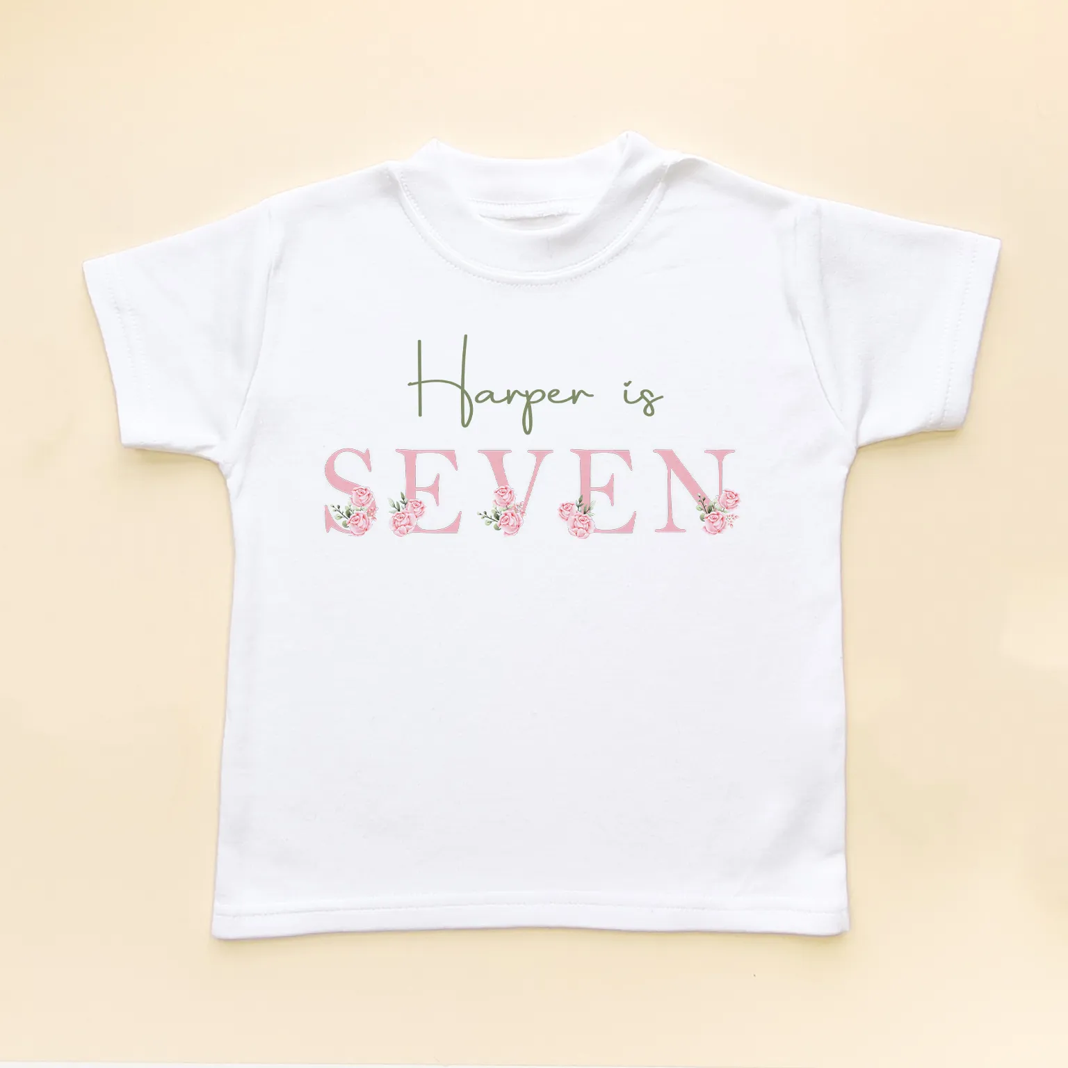 7th Birthday Floral Theme Personalised T Shirt
