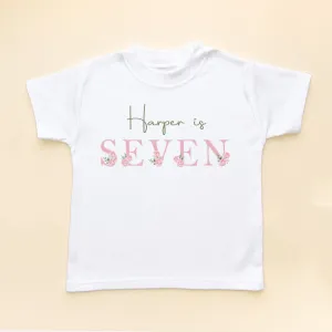 7th Birthday Floral Theme Personalised T Shirt