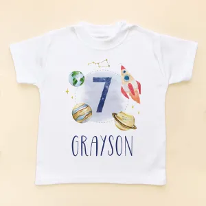 7th Birthday Galaxy Space Personalised T Shirt