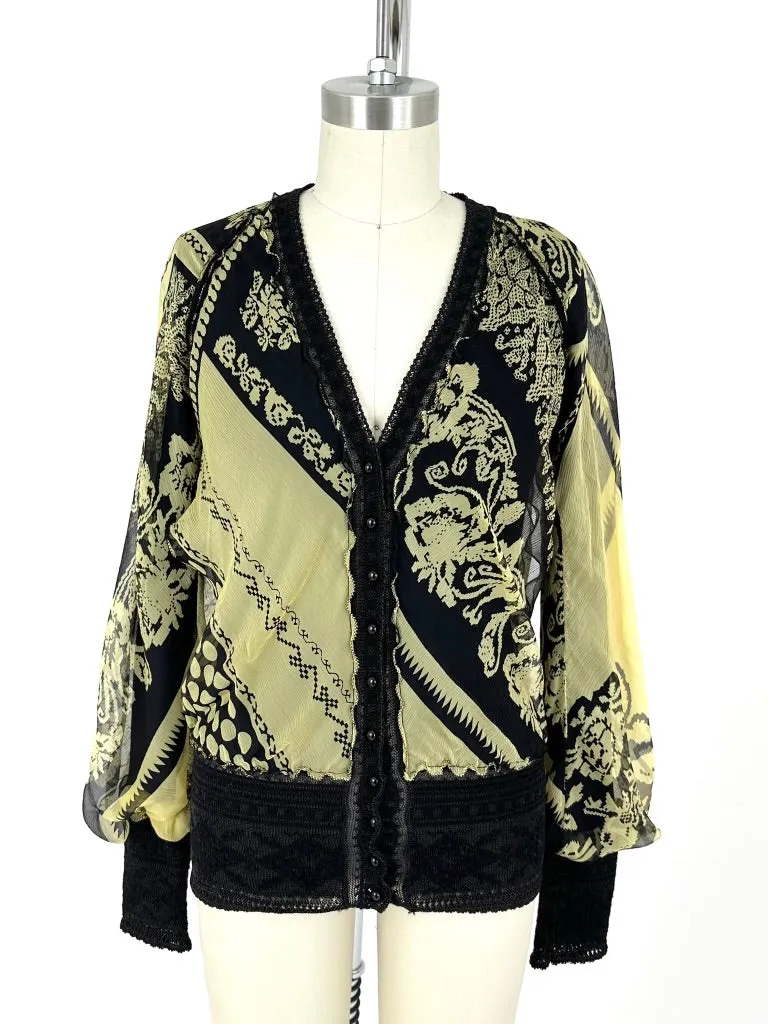 90s Jean Paul Gaultier Maille Chiffon & Wool Cardigan