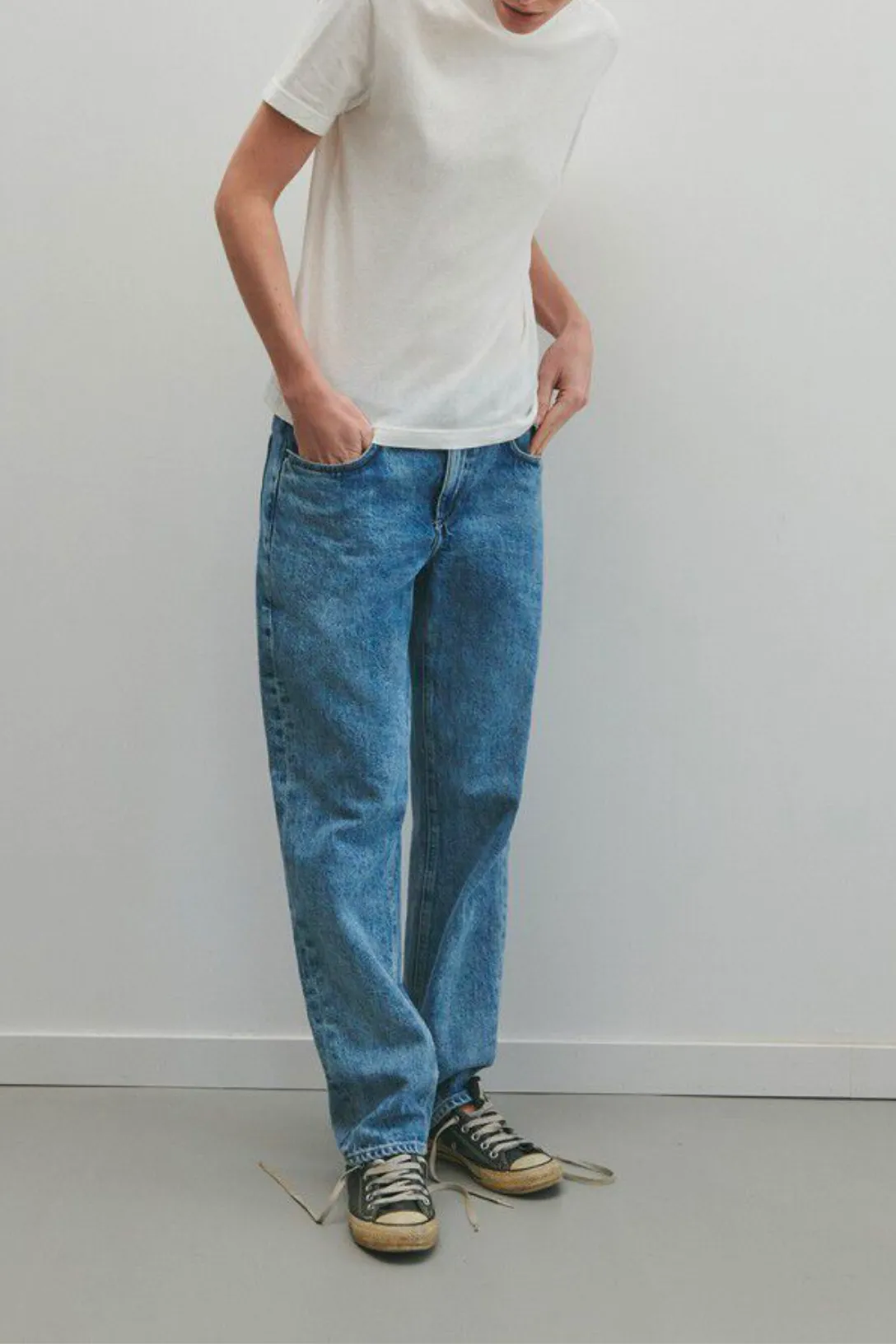 Aksun High Neck Tee - Blanc