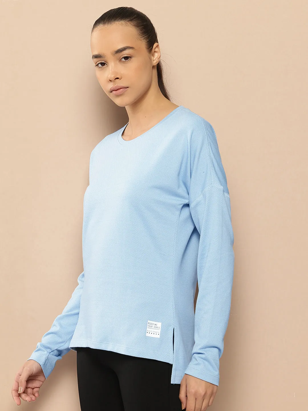 Alcis Women Solid Drop-Shoulder Sleeves T-shirt