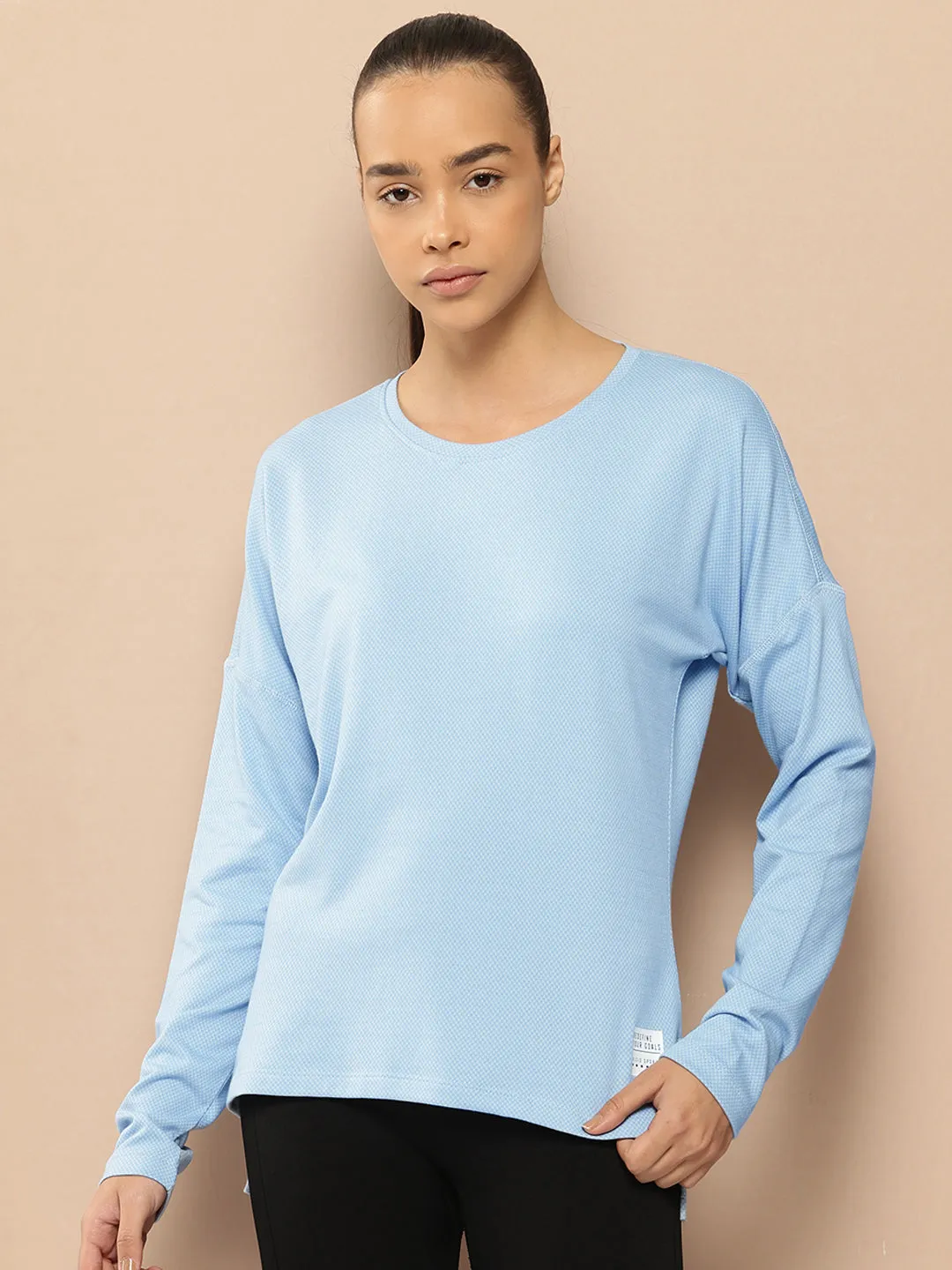 Alcis Women Solid Drop-Shoulder Sleeves T-shirt