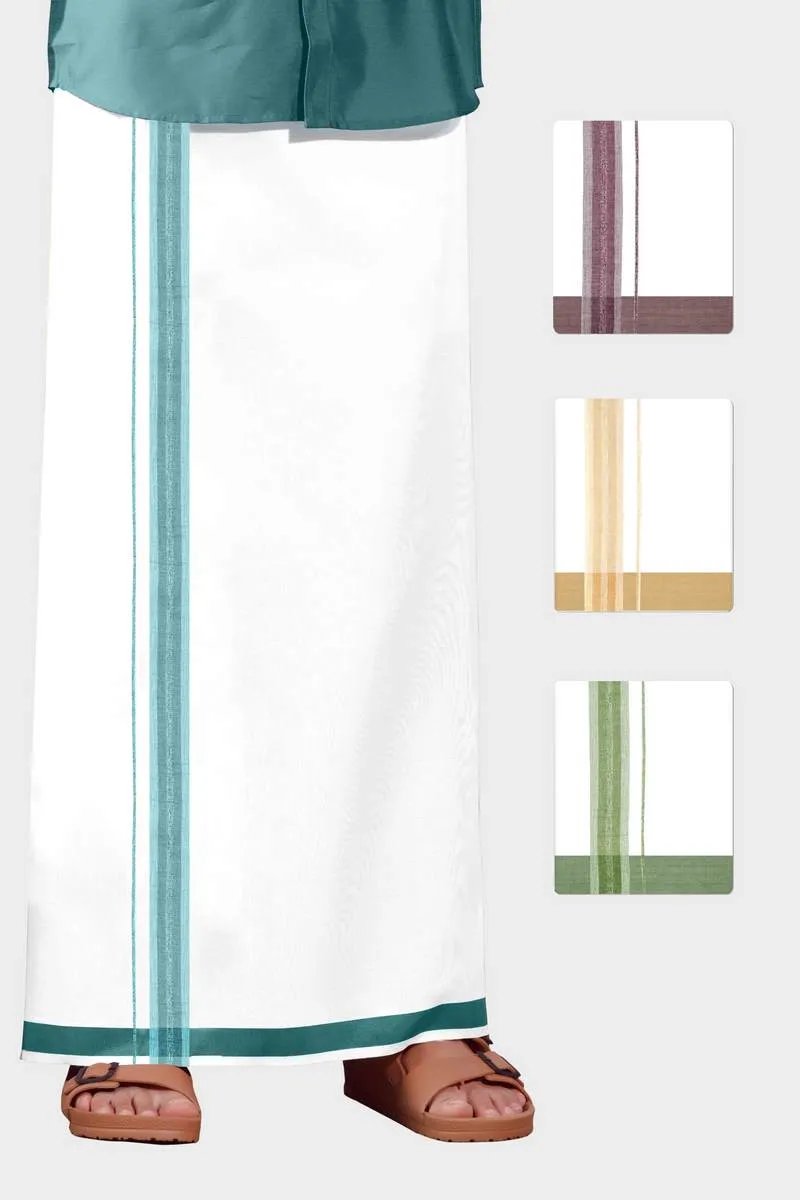 Alex Inila - Sandy Brown Smooth Cotton Double Layered Dhoti With Fancy Borders | Uathayam