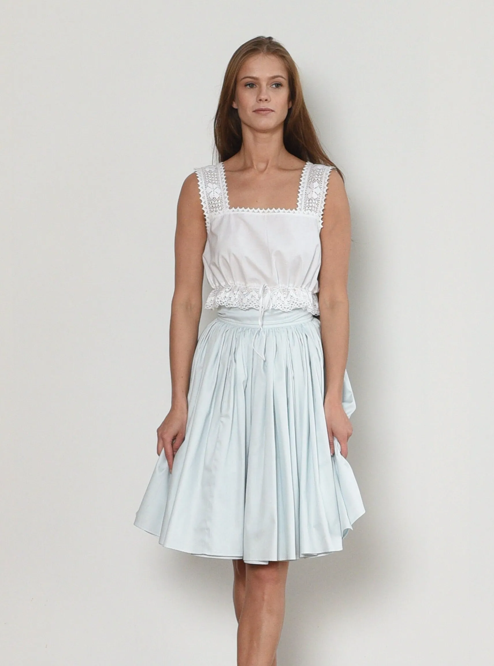 Alice in Wonderland Full Circle Wrap Skirt in Pale Blue
