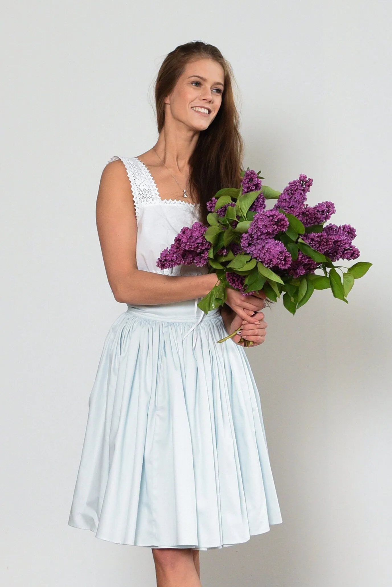 Alice in Wonderland Full Circle Wrap Skirt in Pale Blue