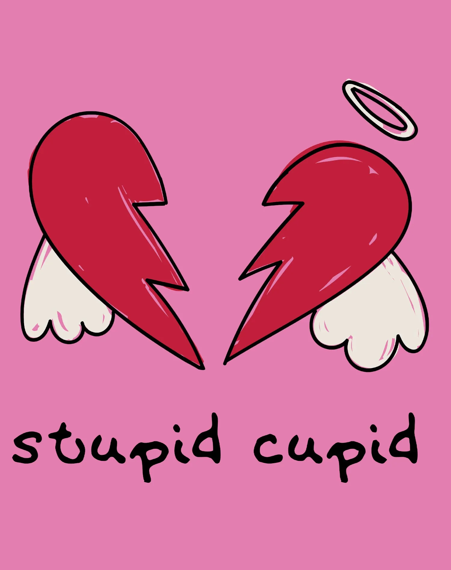 Anti Valentine Stupid Cupid Broken Heart Wings Women's T-shirt