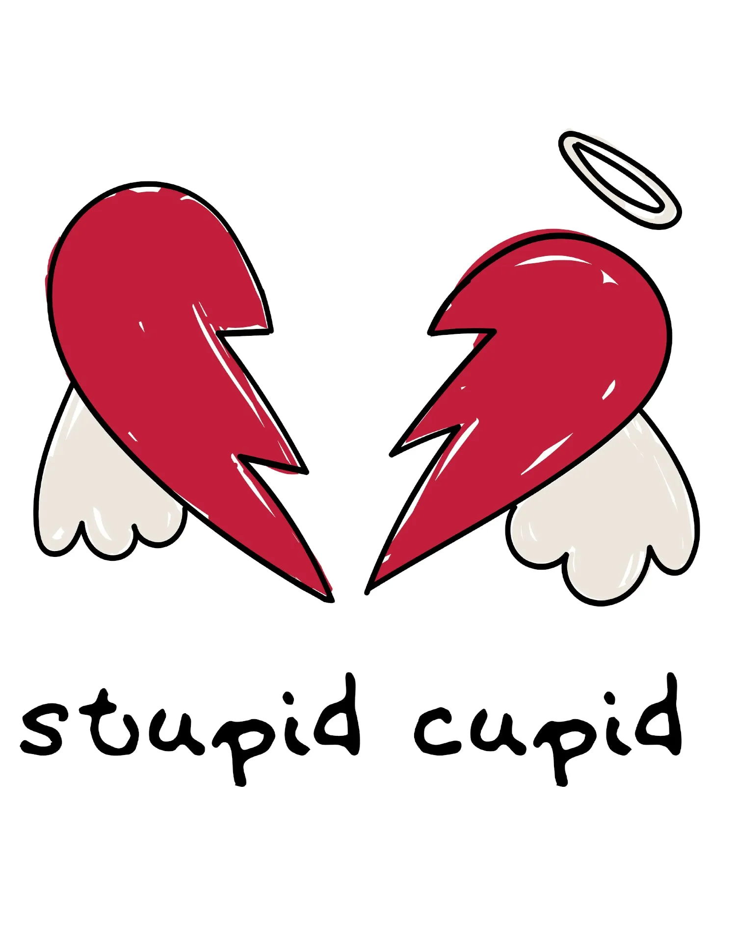 Anti Valentine Stupid Cupid Broken Heart Wings Women's T-shirt