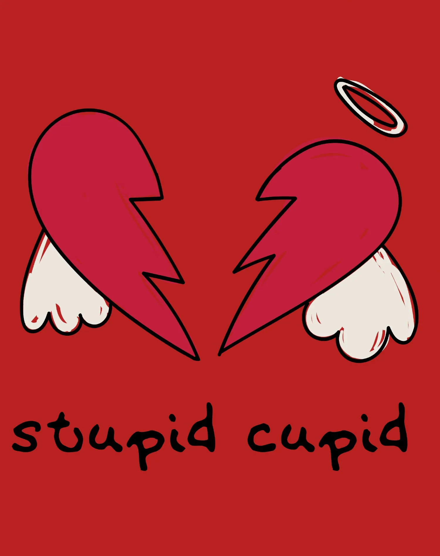 Anti Valentine Stupid Cupid Broken Heart Wings Women's T-shirt