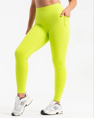 Ascend Pocket Leggings 28" - Lime Green