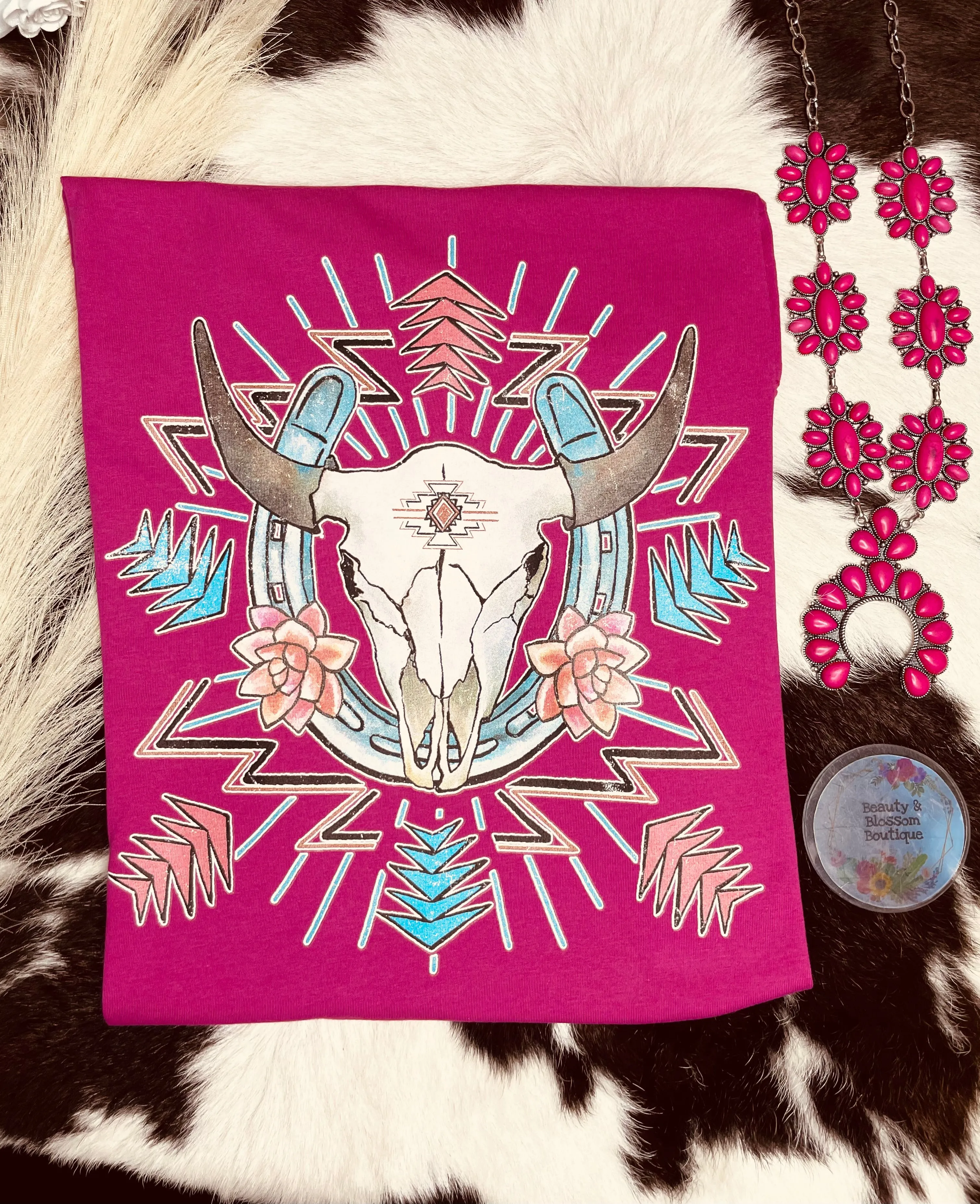 AZTEC STEER HORSESHOE TEE- 171