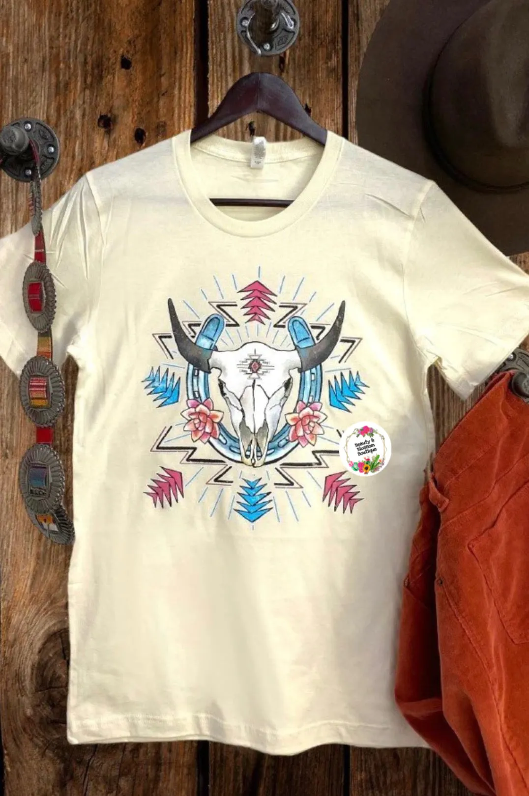 AZTEC STEER HORSESHOE TEE- 171