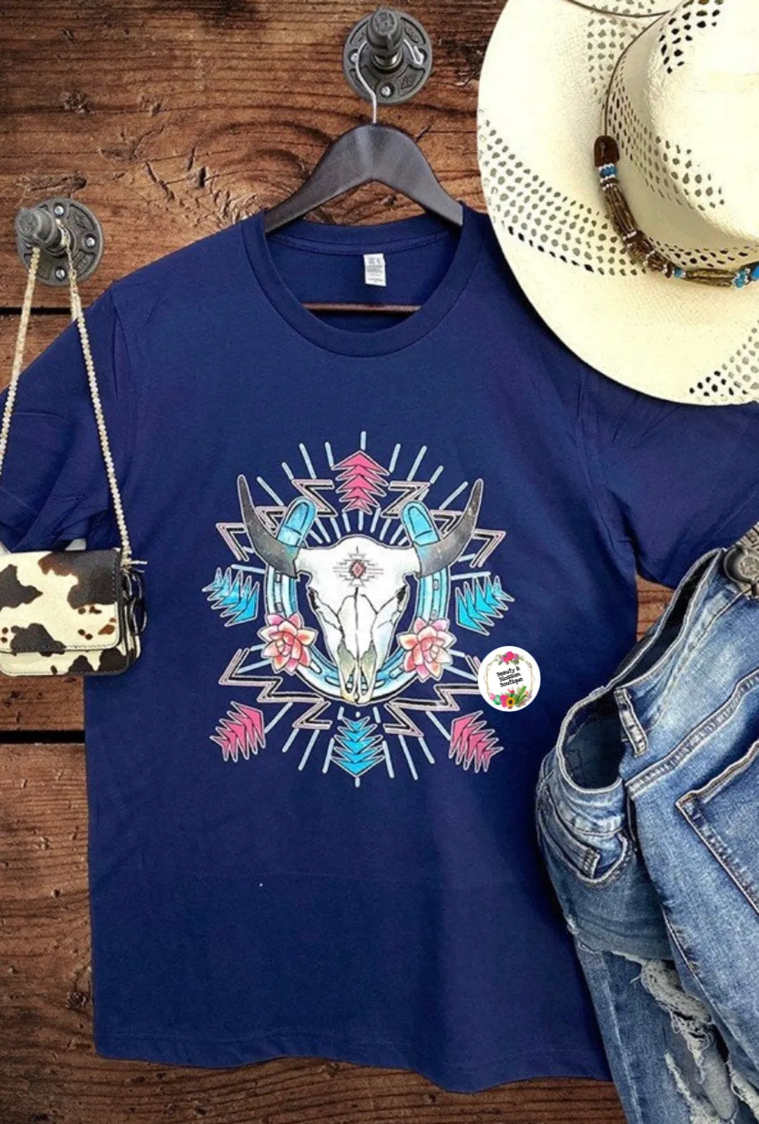 AZTEC STEER HORSESHOE TEE- 171