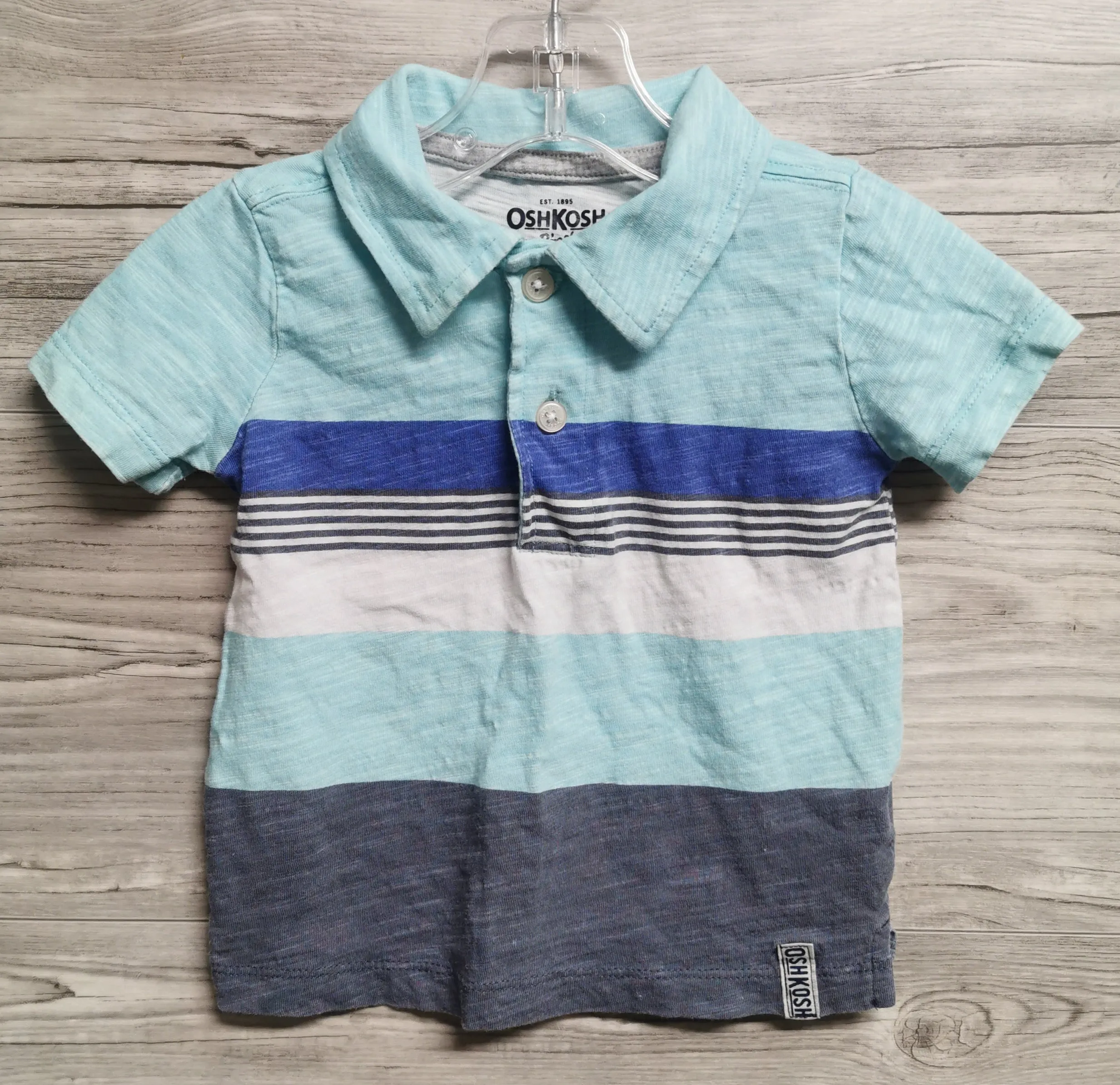BABY BOY SIZE 12 MONTHS - OSHKOSH, 2 Pack Soft Polo T-shirts EUC B50