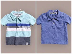 BABY BOY SIZE 12 MONTHS - OSHKOSH, 2 Pack Soft Polo T-shirts EUC B50