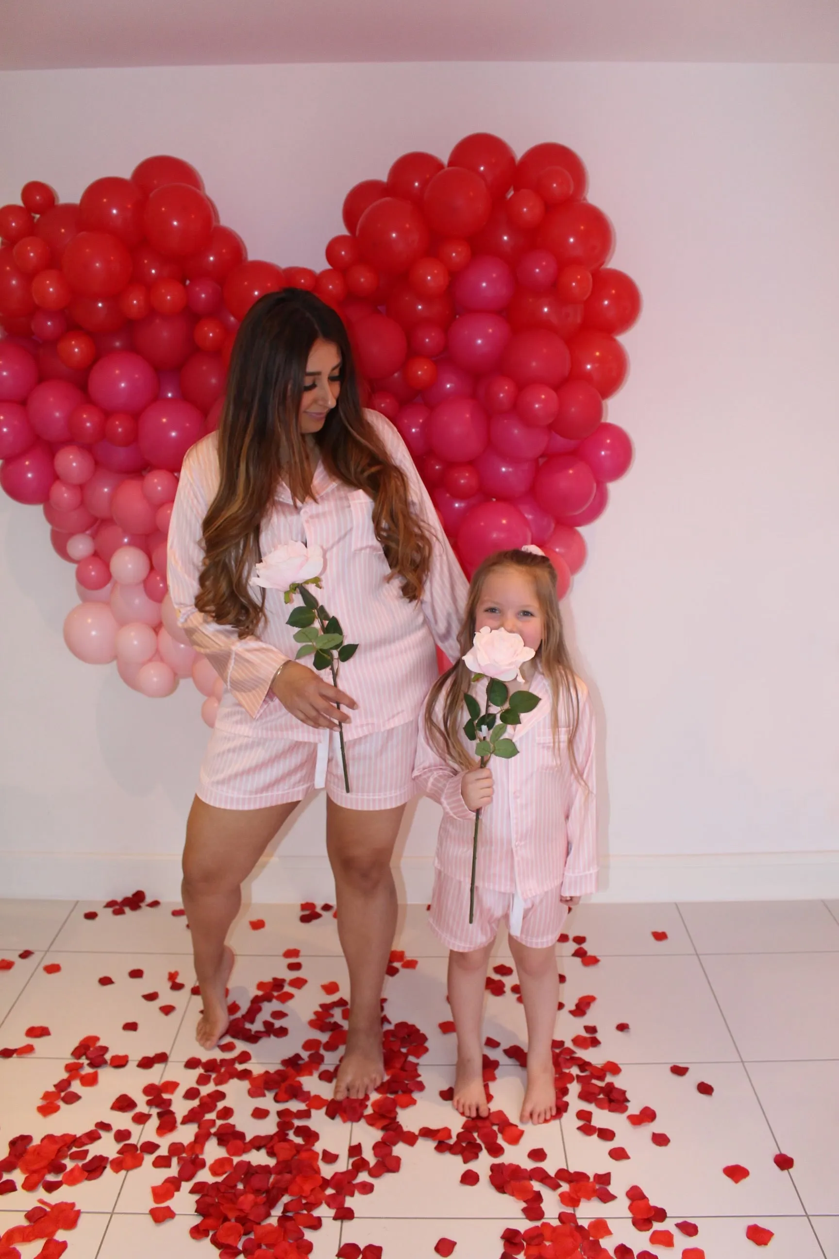 BABY PINK & WHITE stripe satin pyjamas - ADULT