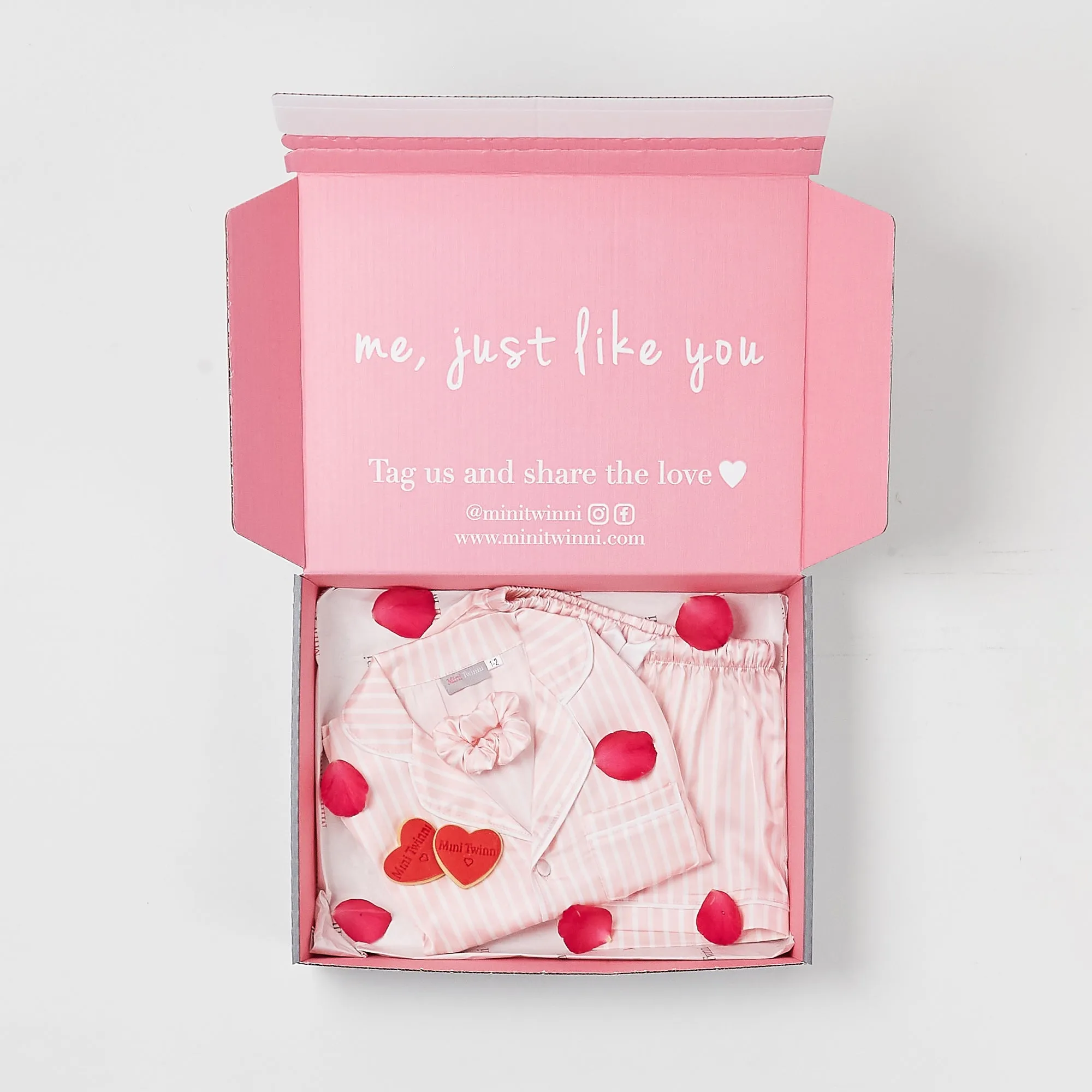 BABY PINK & WHITE stripe satin pyjamas - ADULT
