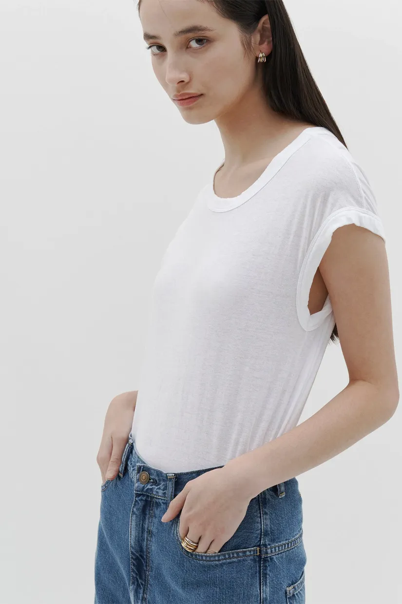 Bassike Slim Muscle Tank - White
