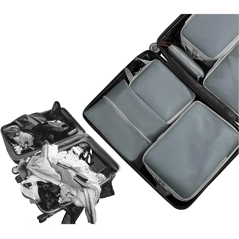 Beauenty Compression Packing Cubes for Suitcases Travel Essentials 4Pcs Set Expandable Travel Bags Organizer for Luggage (Grey)