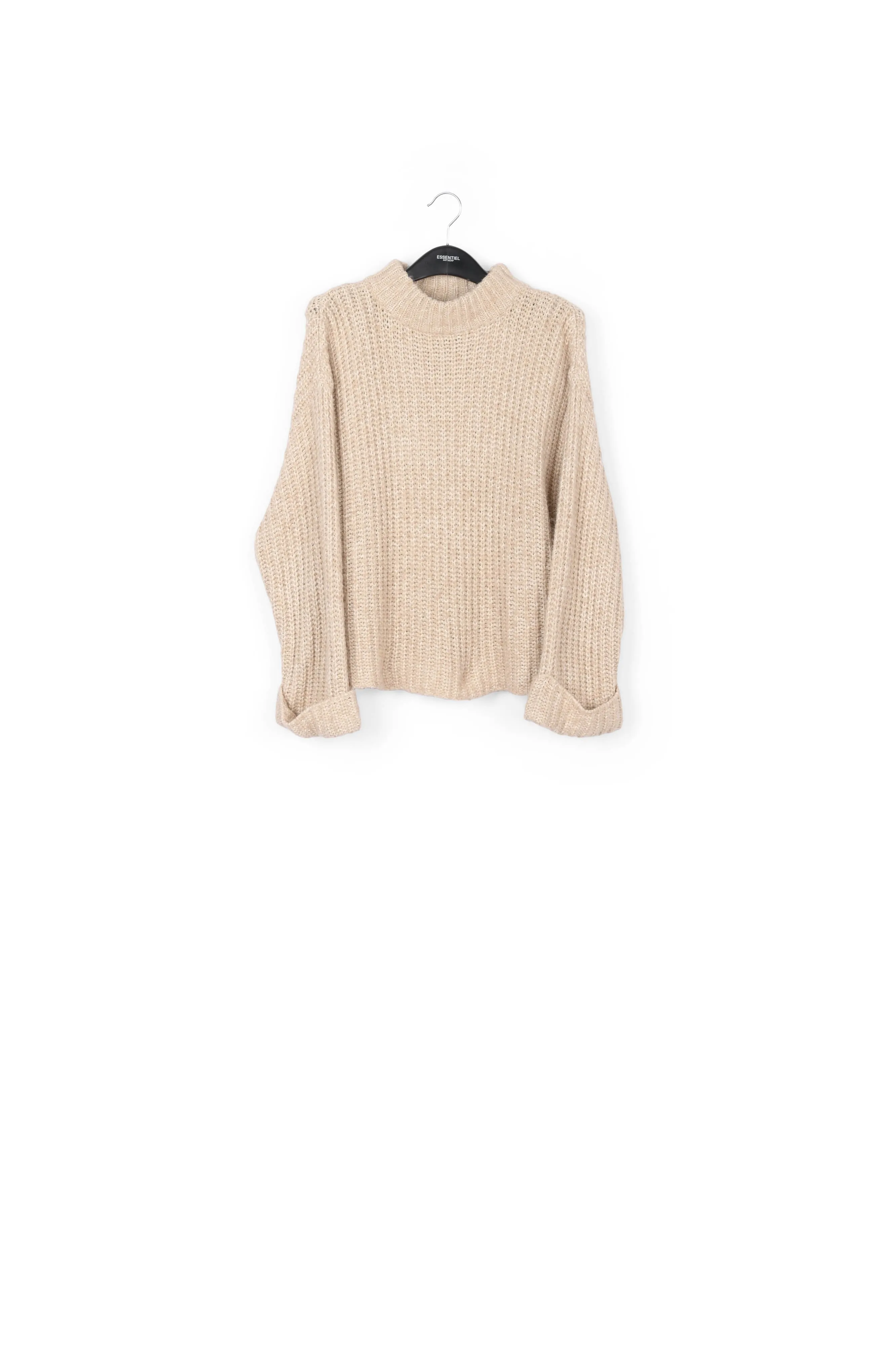 Beige ribbed-knit sweater